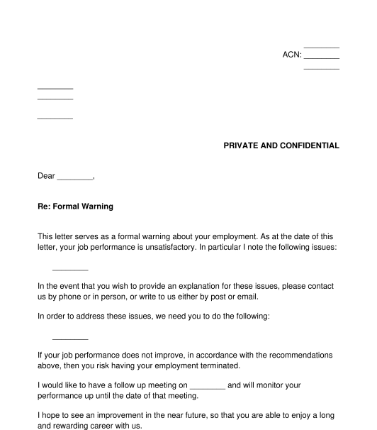 Employee General Warning Letter