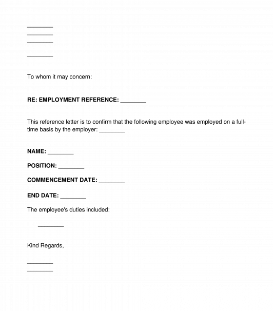 Employer Reference Form Template