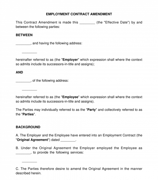 Employment Contract Amendment