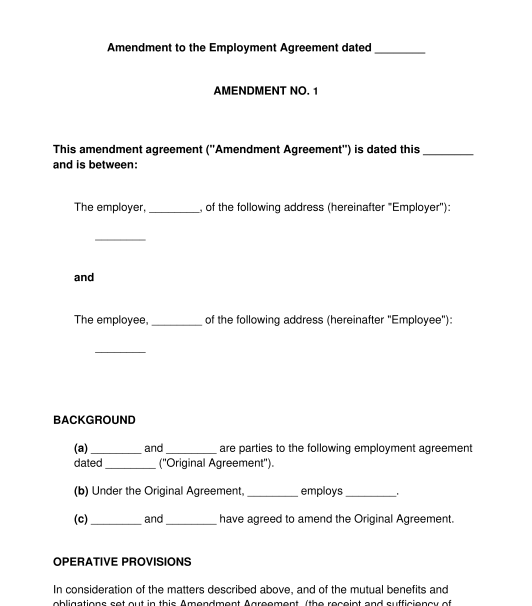 Employment Contract Amendment