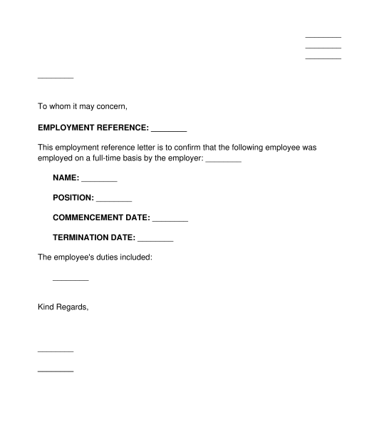 Employment Reference Letter