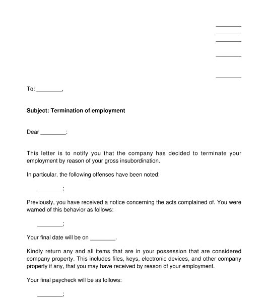 Employment Termination Letter