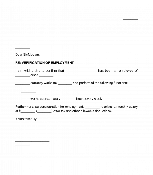 Employment Verification Letter