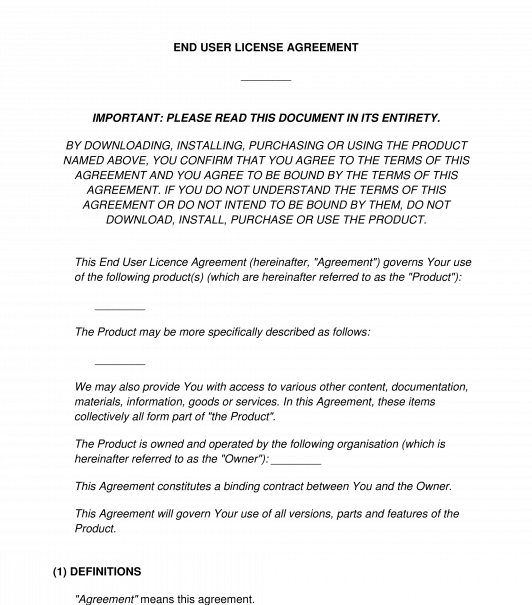 End User Licence Agreement