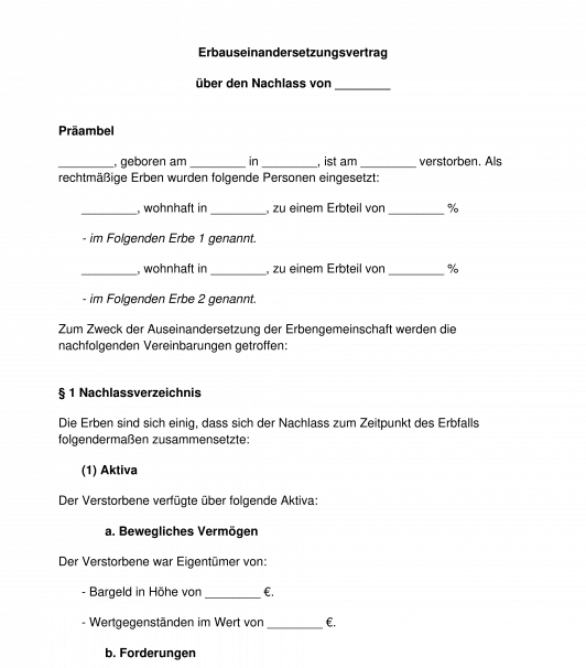 Erbauseinandersetzungsvertrag