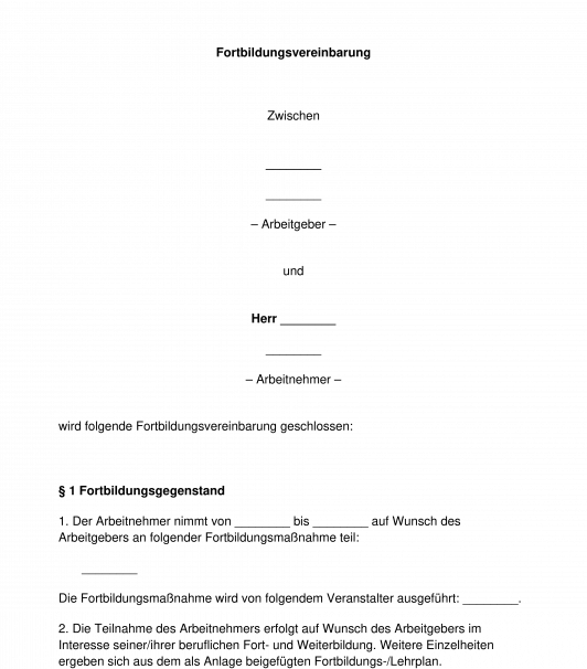 Fortbildungsvereinbarung