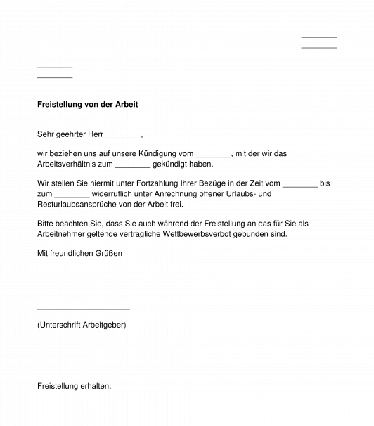 Freistellung Arbeitsrecht Muster Vorlage Word Pdf