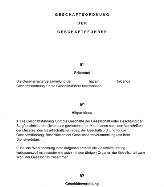 Geschäftsordnung der Geschäftsführer