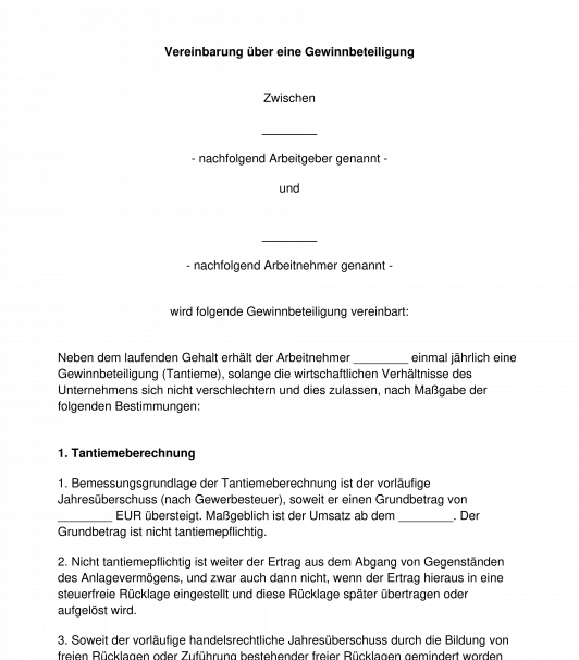 Gewinnbeteiligung - Arbeitsrecht