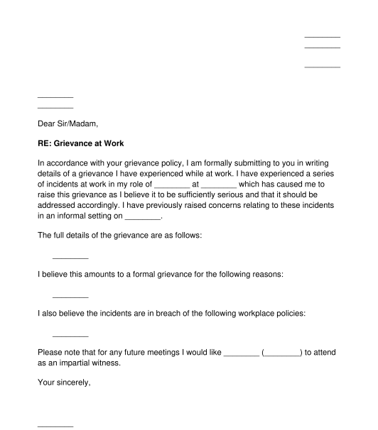 Grievance Letter Template Free from www.wonder.legal