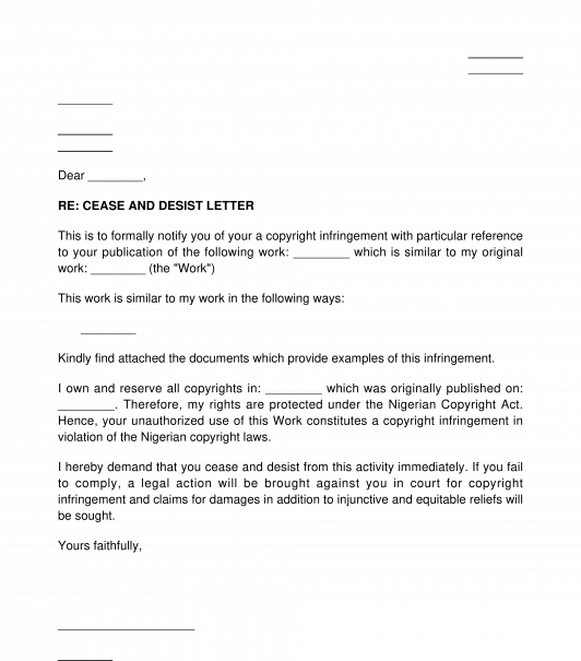 Cease And Desist Letter Template Intellectual Property