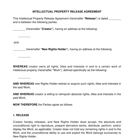 Intellectual Property Release Form