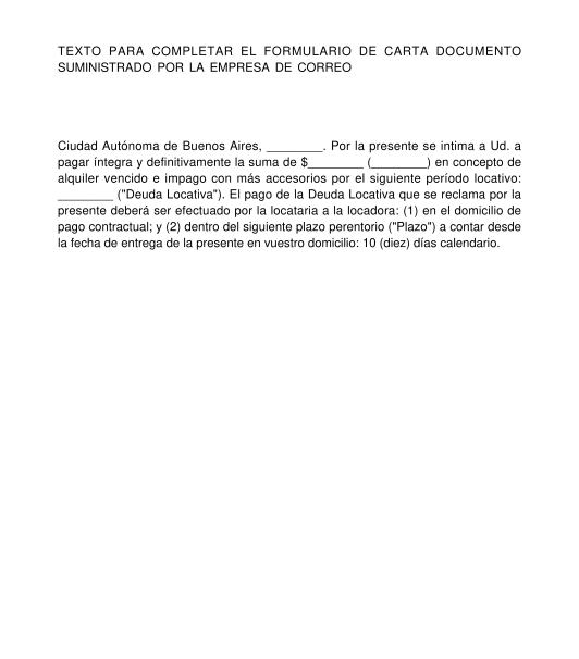 Modelo Carta Documento Intimacion De Pago Factura Argentina Modelo De