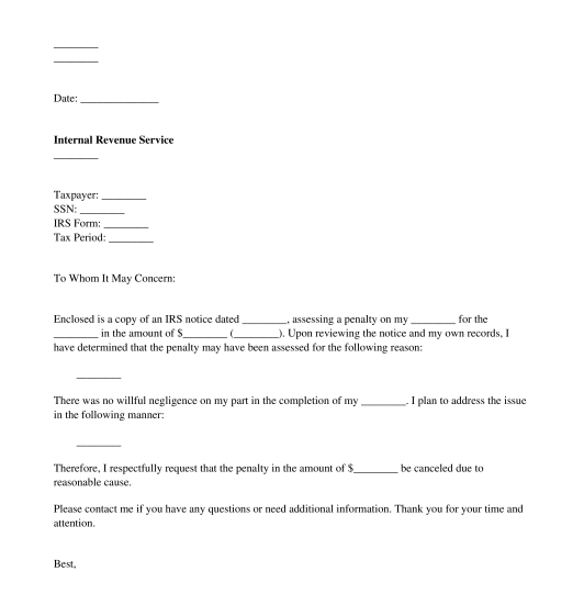 IRS Penalty Response Letter