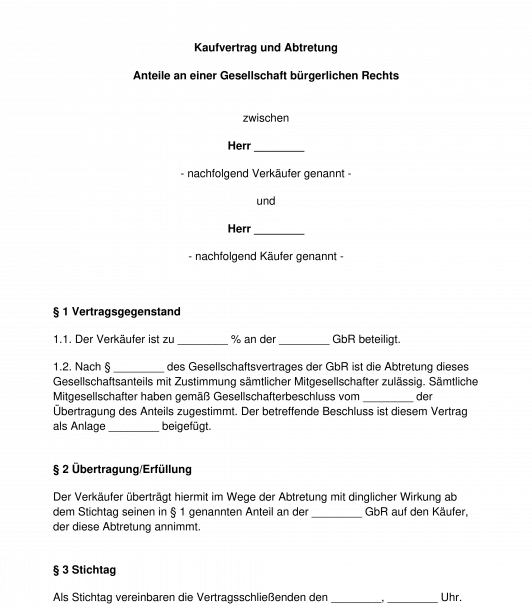 Kaufvertrag - Gesellschaft bürgerlichen Rechts GbR