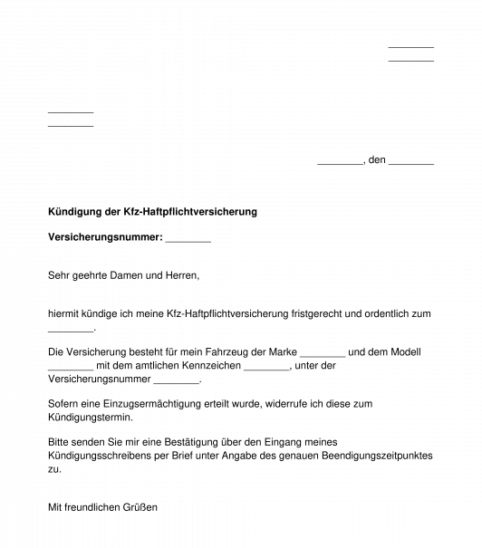 Kündigung Kfz-Haftpflichtversicherung