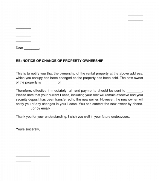 Landlord's Notice of Change of Ownership