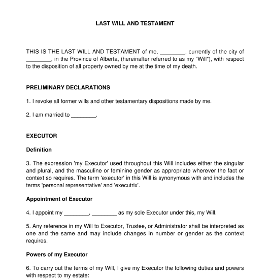 Last Will And Testament Template Word Pdf