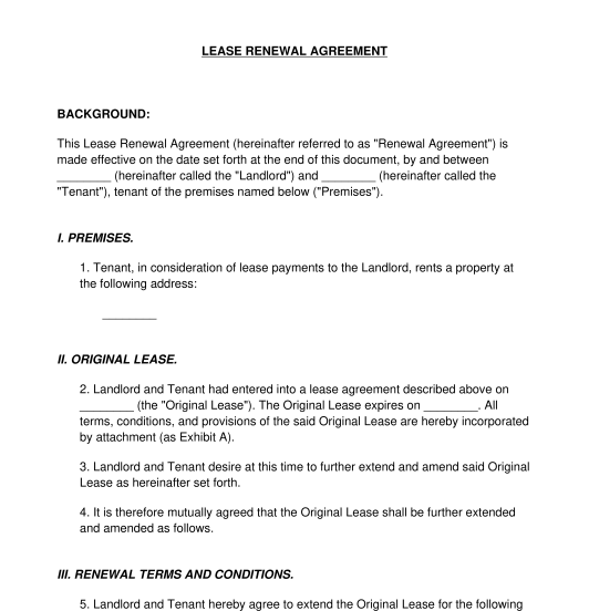 lease renewal agreement template word pdf