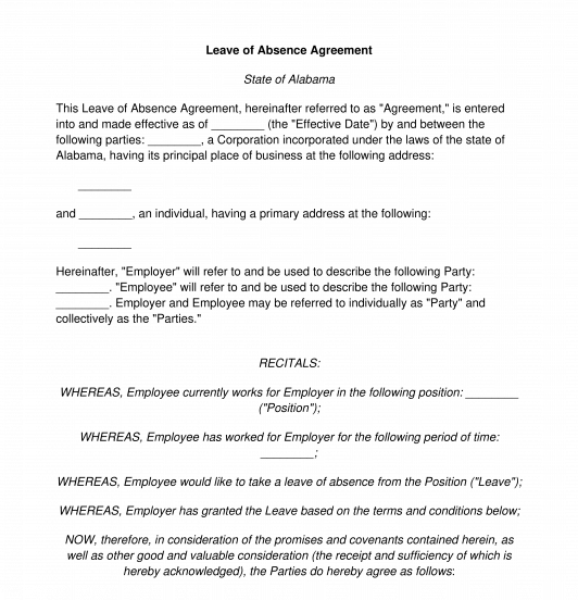 Leave of Absence Agreement