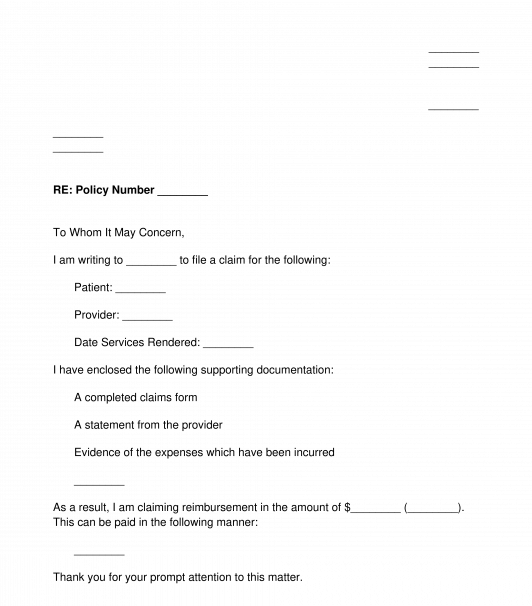 Letter to Claim from Medical Insurance