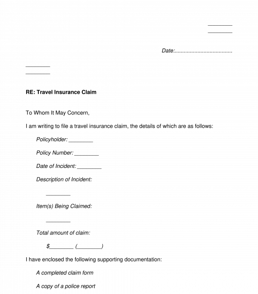 Letter Of Claim Template