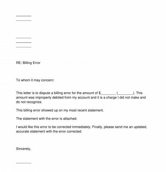 Letter to Correct Billing Error