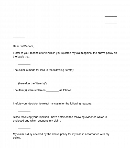 Letter of Further Evidence After Insurer's Rejection of Claim