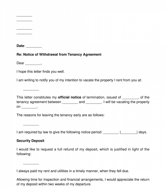 Letter Notifying Landlord of End of Tenancy