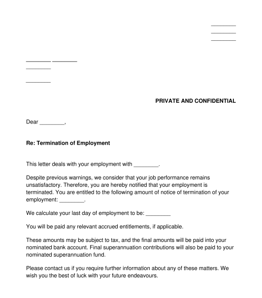 Letter of Termination of Employment General