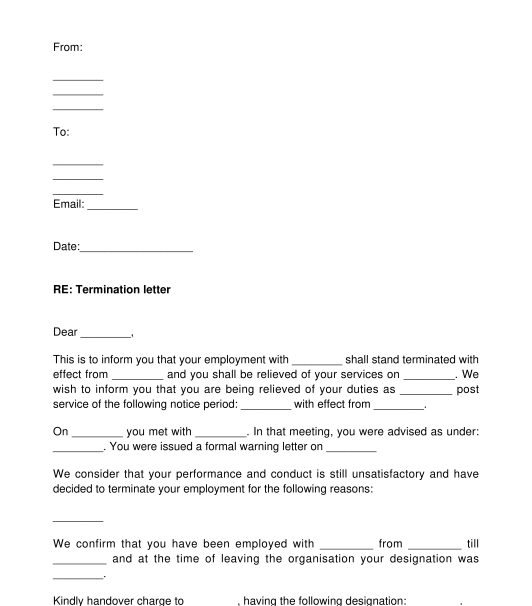 Letter of Termination of Employment