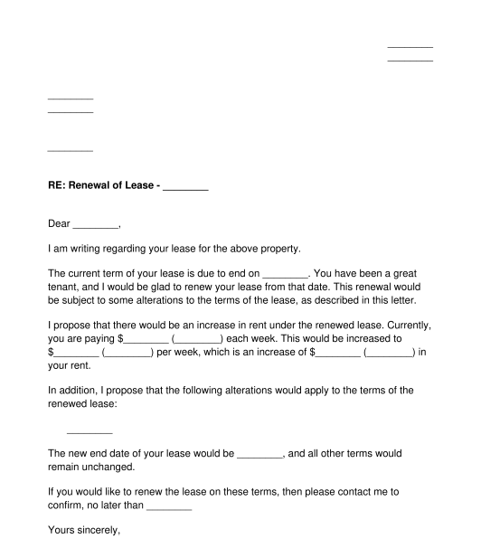 Letter Offering Lease Renewal