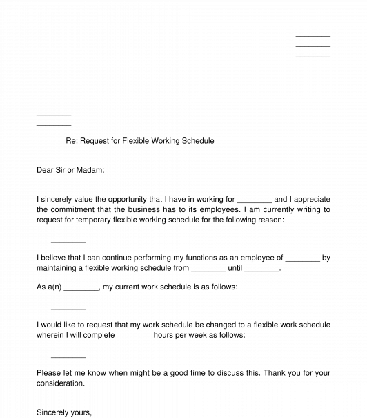 Letter to Request for Flexible Working Schedule
