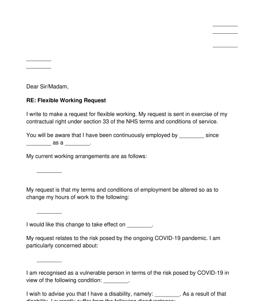 Letter To Request Flexible Working Sample Template