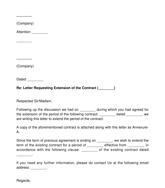 Letter Requesting Extension Or Renewal Of A Contract