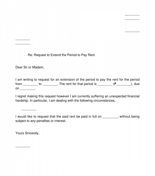 Letter Requesting for Extension of Period to Pay or Discount on Residential Rent