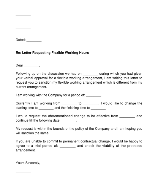 Letter Requesting Flexible Working Hours