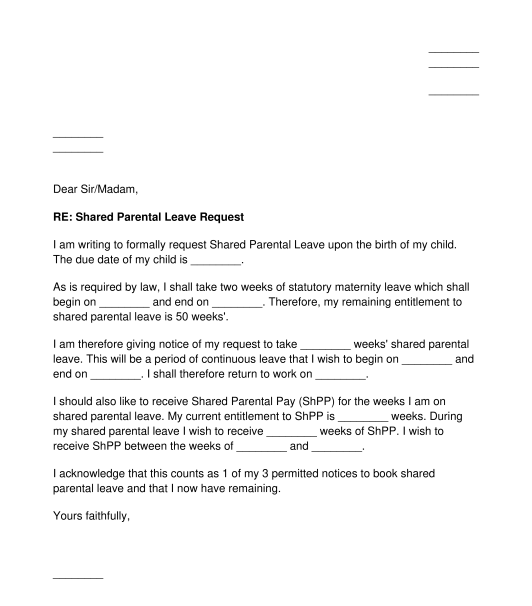 Letter Requesting Parental Leave