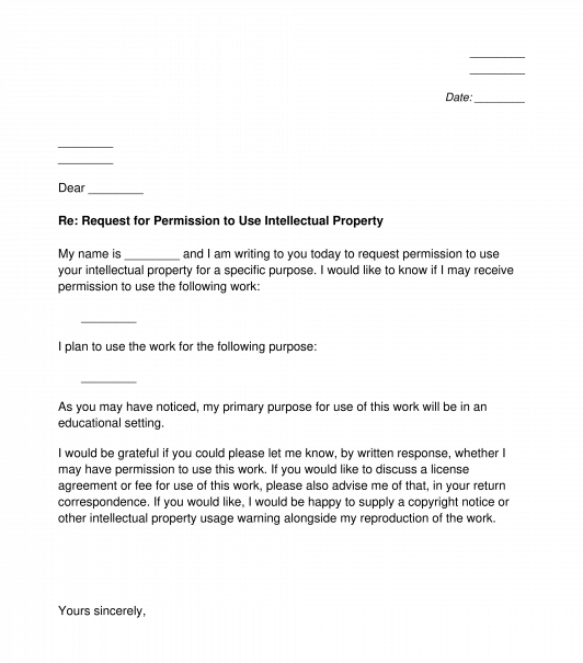 Letter Requesting Permission to Use Intellectual Property