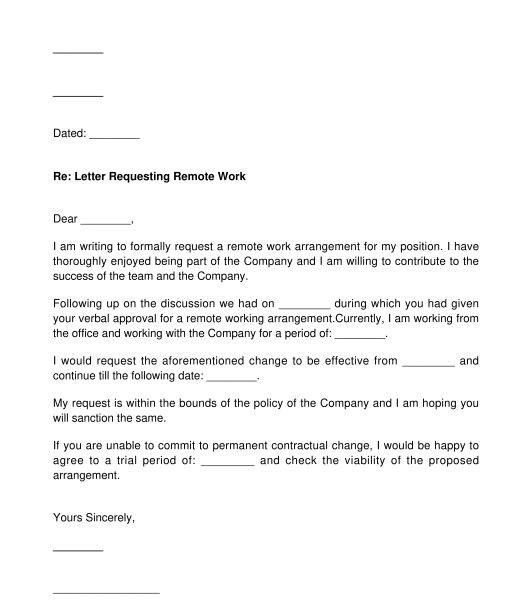 Letter Requesting Remote Work