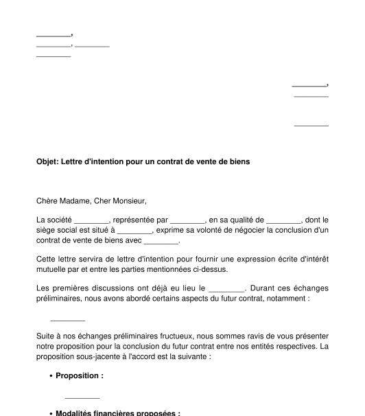 Lettre d'intention