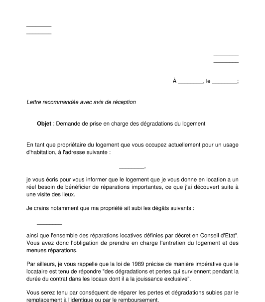 lettre demande de location appartement