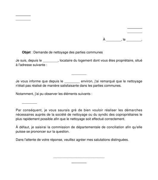 exemple de lettre locataire au proprietaire