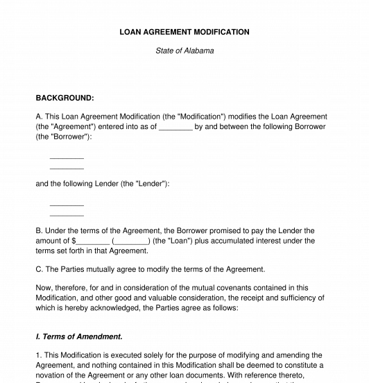 Loan Agreement Modification