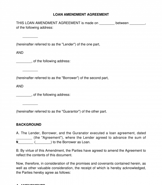Loan Amendment Agreement