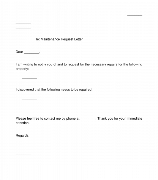 Maintenance Request Letter
