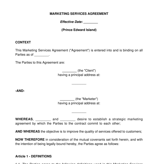Marketing Services Agreement