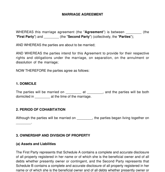 Marriage Agreement
