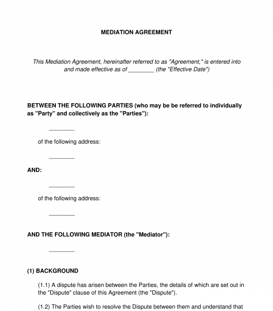Mediation Agreement