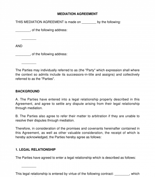 Mediation Agreement
